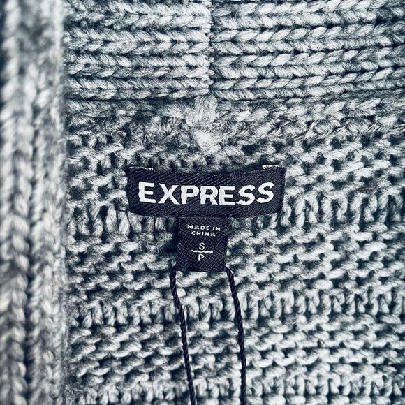 NEW Wool Alpaca Cardigan Sweater Express Small Gray Knit Shawl Collar Chunky - Picture 6 of 16